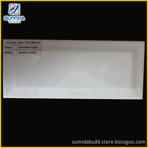 2016 China hot sales bevel edge white subway wall tile with shiny surface